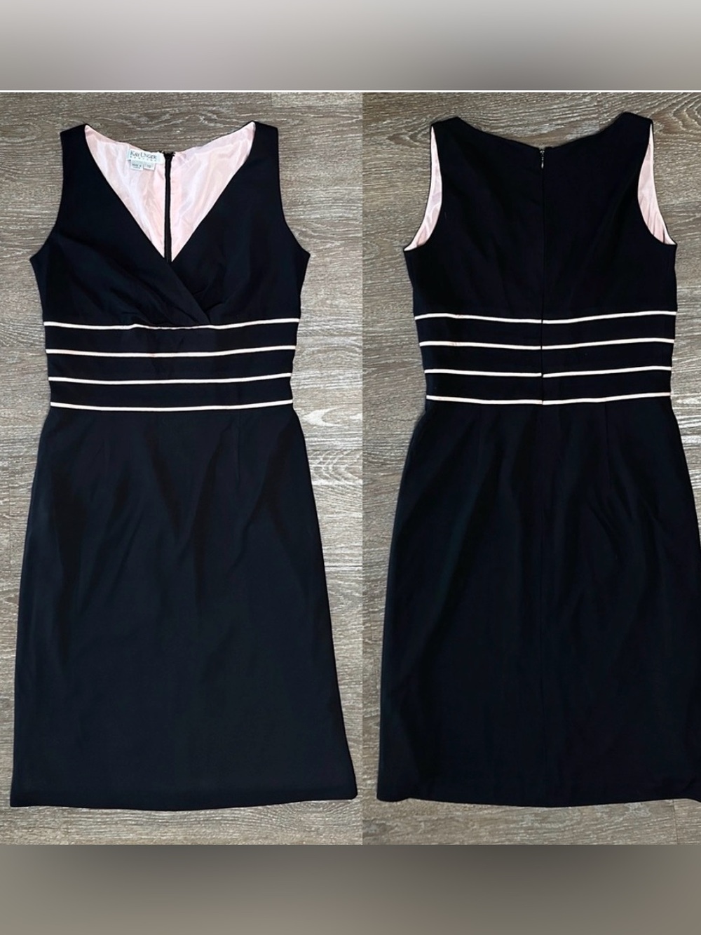 Kay Unger Black/Pink sheath Dress with silk combo size 6 VGC